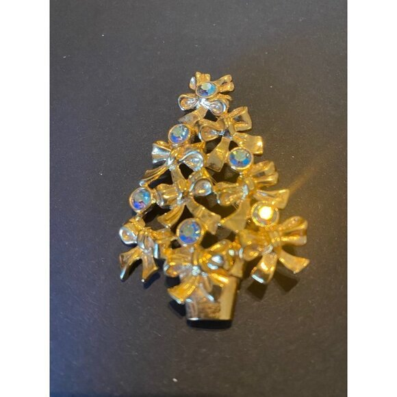 AVON Vintage Aurora Borealis Rhinestone Christmas Brooch Pin - Picture 2 of 7